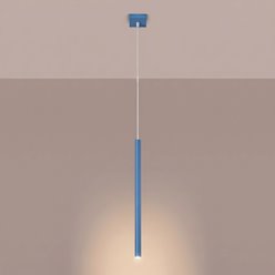 Lampa wisząca pojedyncza tuba Pastelo 1xG9 błękitna