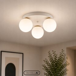 Lampa sufitowa okrągła mleczne kule Bali 3xE27 biała