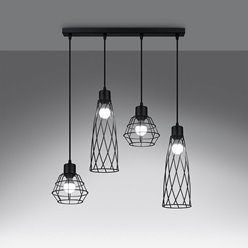 Lampa wisząca designerska SUBA 4xE27 czarna