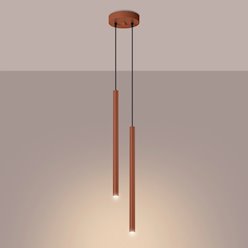 Lampa wisząca podwójna Pastelo 2xG9 okrągła ochra czerwona