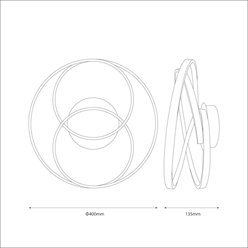 Lampa sufitowa LED okręgi Turner 32W czarna 4000K