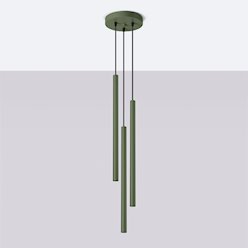Lampa wisząca potrójna Pastelo 3xG9 okrągła zielona oliwka