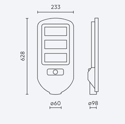 Lampa uliczna solarna Sun 1300lm 6500K z uchwytem