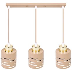 Lampa wisząca Timber 3xE27 listwa beż-złoto