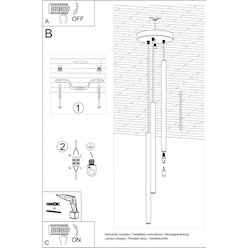 Lampa wisząca potrójna tuba Pastelo 3P 3xG9 okrągła różowa