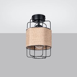 Lampa sufitowa Loft GIZUR 1xE27 czarna ze sznurem