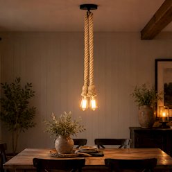 Lampa wisząca sznur 2xE27 120cm czarna podsufitka