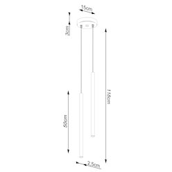 Lampa wisząca podwójna tuba Pastelo 2xG9 czerwona