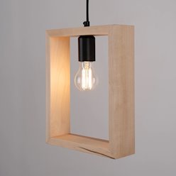 Lampa wisząca drewniana Aries 1xE27 naturalne drewno