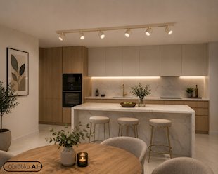 Listwa sufitowa 120cm z okrągłymi reflektorami 6xGX53 beżowa