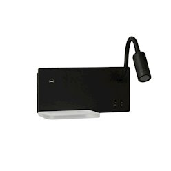 Lampa nocna z półką 14cm i reflektorem LED 4W czarna