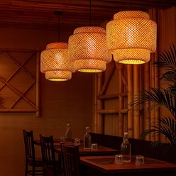 Lampa wisząca Boho 1xE27 dekoracyjna bambus 40cm