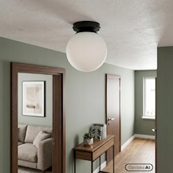 Lampa sufitowa mleczna kula Bali 15cm 1xE27 czarna