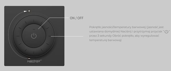 Pilot manualny z pokrętłem Mi-Light K3 Mono CCT biały