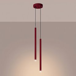 Lampa wisząca podwójna tuba Pastelo 2xG9 okrągła burgundowa