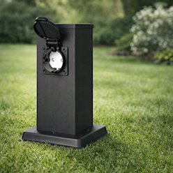Słupek ogrodowy elektryczny PVC 1x Gniazdo 230V 20cm czarny