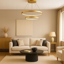 Lampa wisząca okręgi Lion 40cm 60cm 64W złota