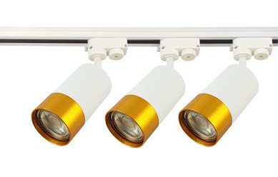 Szyna 1,5m plus 3x reflektor LED GU10 55x100mm biało złoty