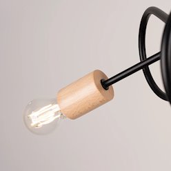 Żyrandol drewniany Ember 3xE27 czarny/naturalne drewno