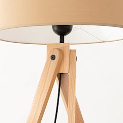 Lampa podłogowa drewniana Natt 1xE27 z abażurem taupe