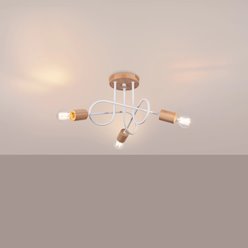 Żyrandol drewniany Ember 3xE27 biały/naturalne drewno
