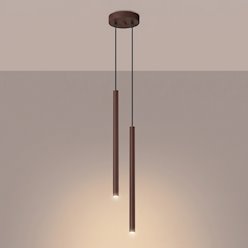 Lampa wisząca podwójna tuba Pastelo 2xG9 brązowa