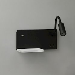 Lampa nocna z półką 14cm i reflektorem LED 4W czarna