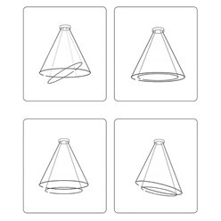 Lampa wisząca okręgi Lion 40cm 60cm 64W czarna