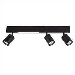 Kinkiet liniowy LED 5W + trzy reflektory GU10 - czarny