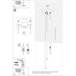 Lampa wisząca potrójna Pastelo 3xG9 okrągła ochra czerwona