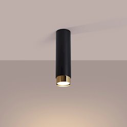 Tuba sufitowa nowoczesna Nero 22,5cm 1xGU10 czarny/złoty