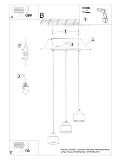 Lampa wisząca industrialna SAVAR 3xE27 czarna