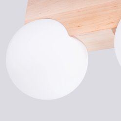 Lampa drewniana z mleczną kulą Bulbo 2xG9 naturalne drewno