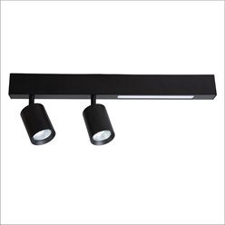 Kinkiet liniowy LED 5W + dwa reflektory GU10 - czarny