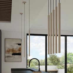 Lampa wisząca potrójna tuba Pastelo 3P 3xG9 okrągła taupe