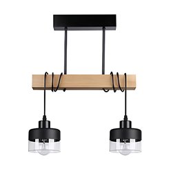 Lampa wisząca drewniana Snow podwójna 2xE27