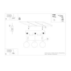 Lampa drewniana z mleczną kulą 3xG9 naturalne drewno