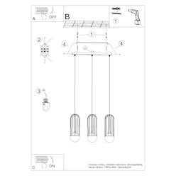 Lampa wisząca potrójna Brina listwa 3xG9 biała