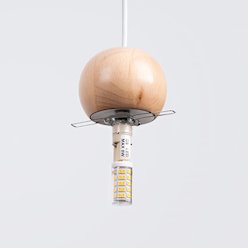 Lampa wiszące kule Pekka okrągła 3xG9 biała/naturalne drewno