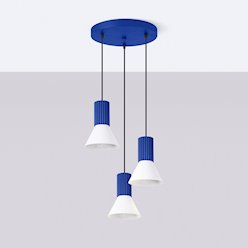 Lampa wisząca potrójna Estria 3xE14 biało-ultramarynowa