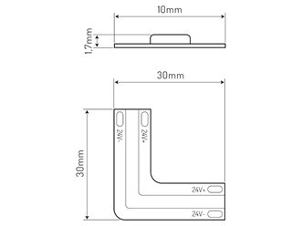 Łącznik kątowy do taśm LED COB 24V 18W 6000K 10mm