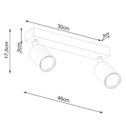 Listwa sufitowa drewniana VERDO - 2 reflektory GU10 białe