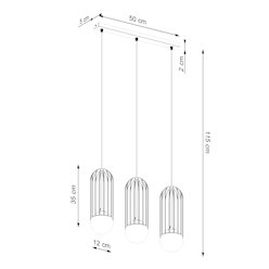 Lampa wisząca potrójna Brina listwa 3xG9 czarna