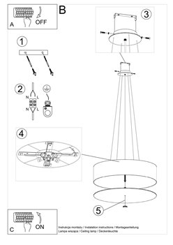 Lampa wisząca SKALA okrągła 60 cm 5xE27 czarna