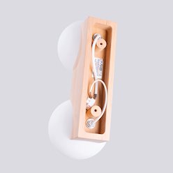 Lampa drewniana z mleczną kulą Bulbo 2xG9 naturalne drewno