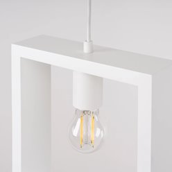 Lampa wisząca drewniana Aries 1xE27 biała