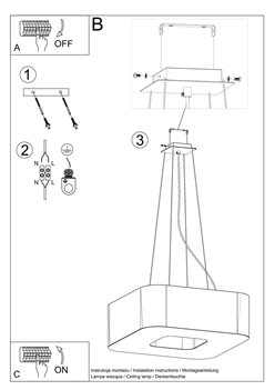 Lampa wisząca kwadratowa URANO 80 cm czarna 8xE27