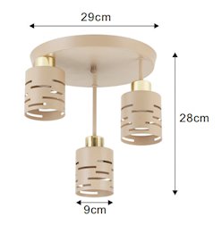 Lampa sufitowa 3xE27 Timber okrągła beżowa-złota