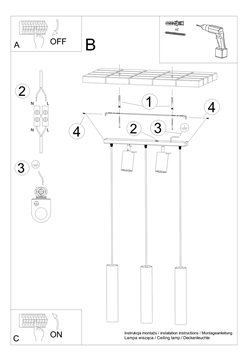 Lampa wisząca RING 3xGU10 + 2 spoty GU10 biała