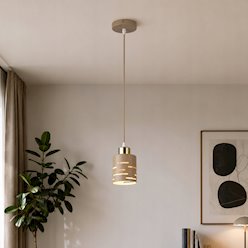 Lampa wisząca pojedyncza Timber 1xE27 beż-złoto